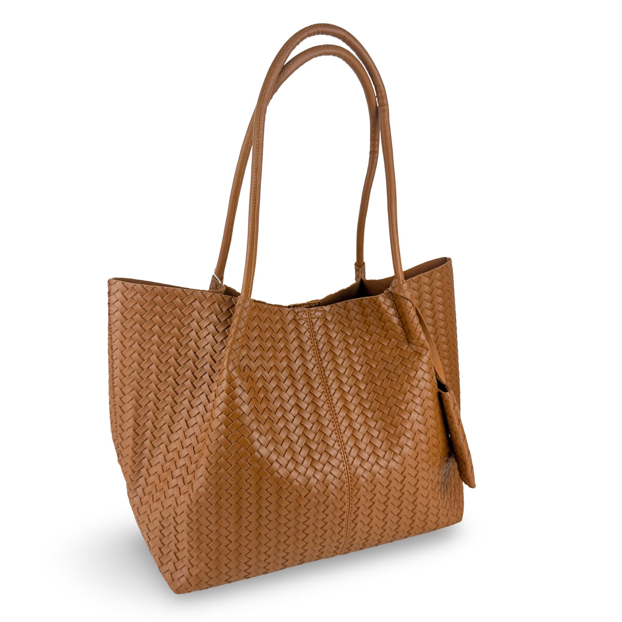 Multi Color Faux Leather Shopping Handbag
