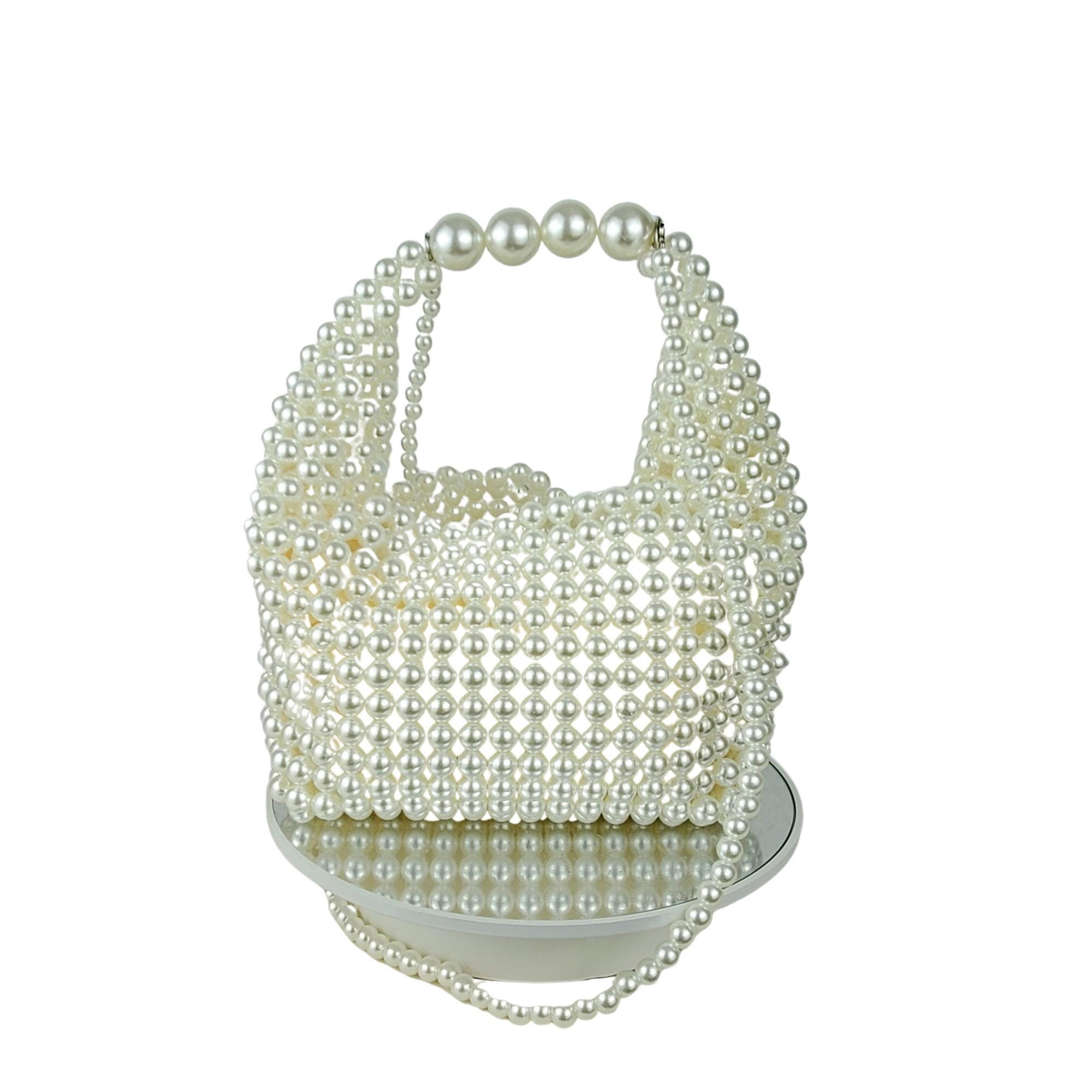 Multi colored beaded pearl mini handbag
