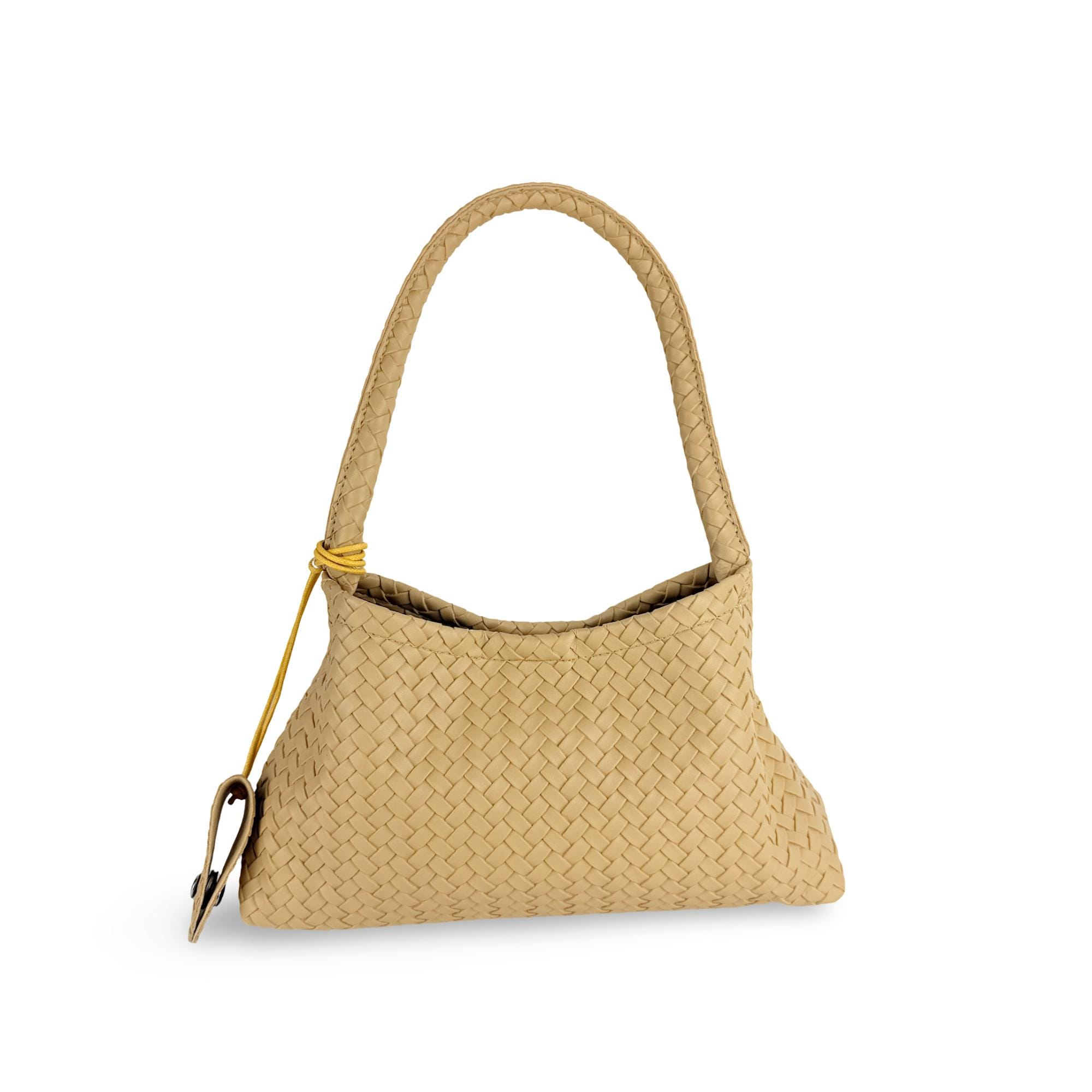Multi color woven leather underarm handbag