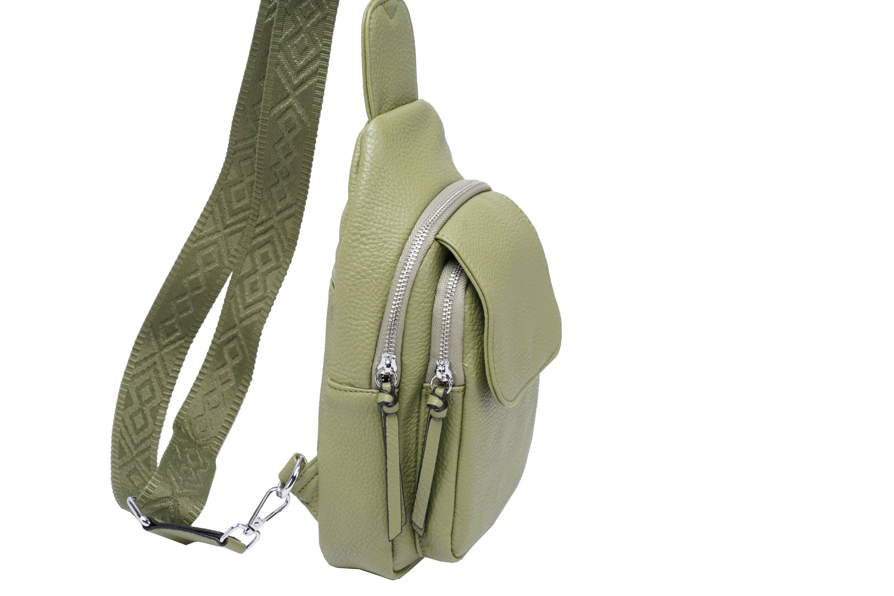 Multi colored faux leather travel crossbody chest bag