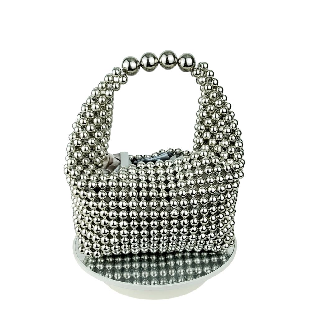 Multi colored beaded pearl mini handbag