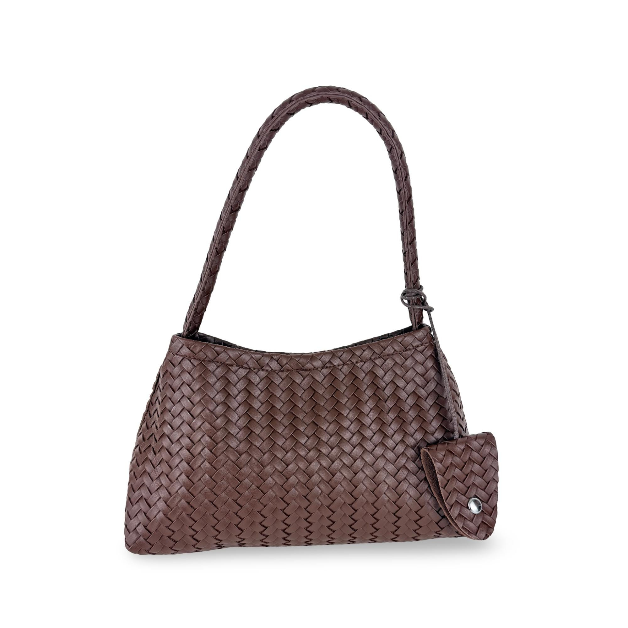 Multi color woven leather underarm handbag