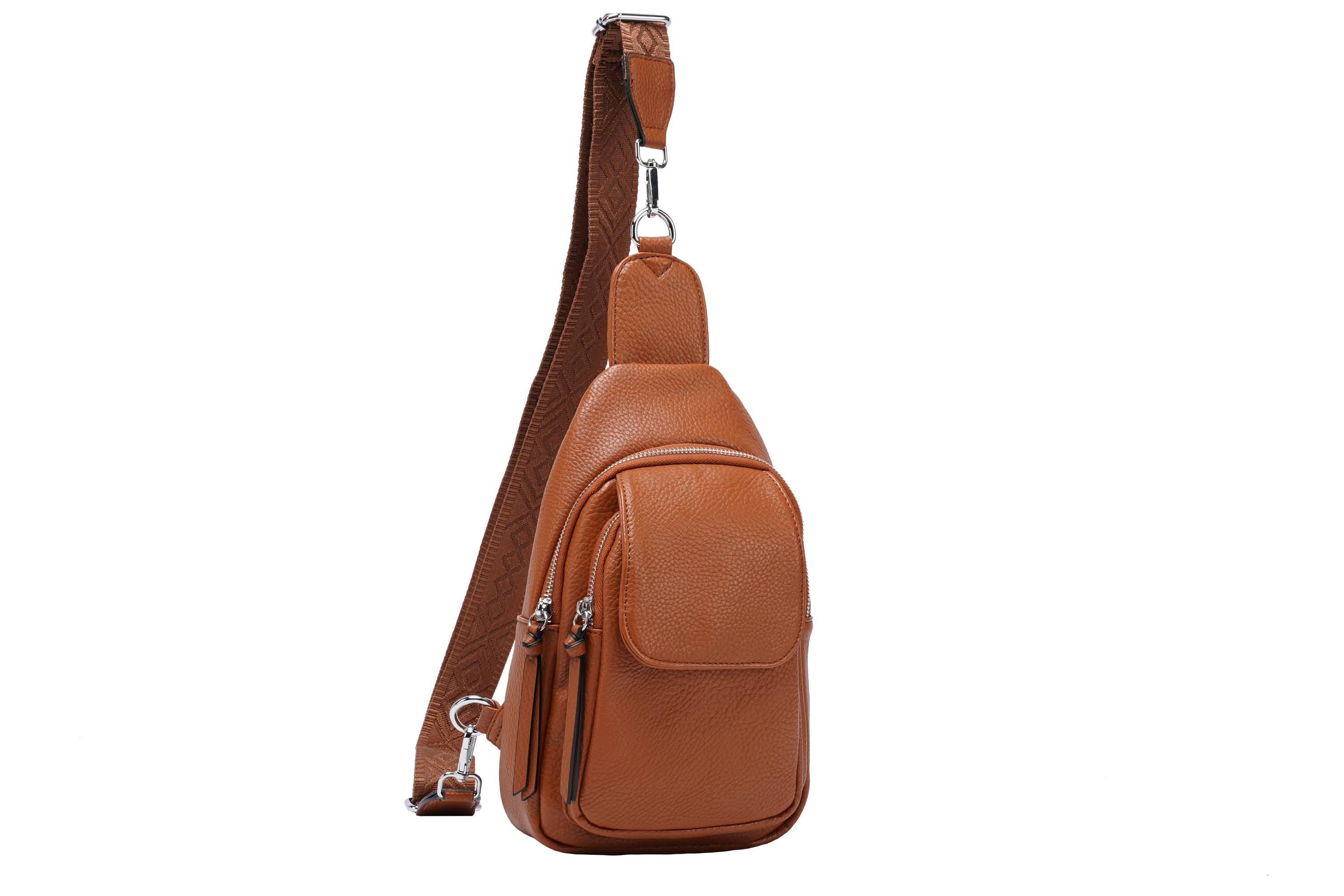 Multi colored faux leather travel crossbody chest bag