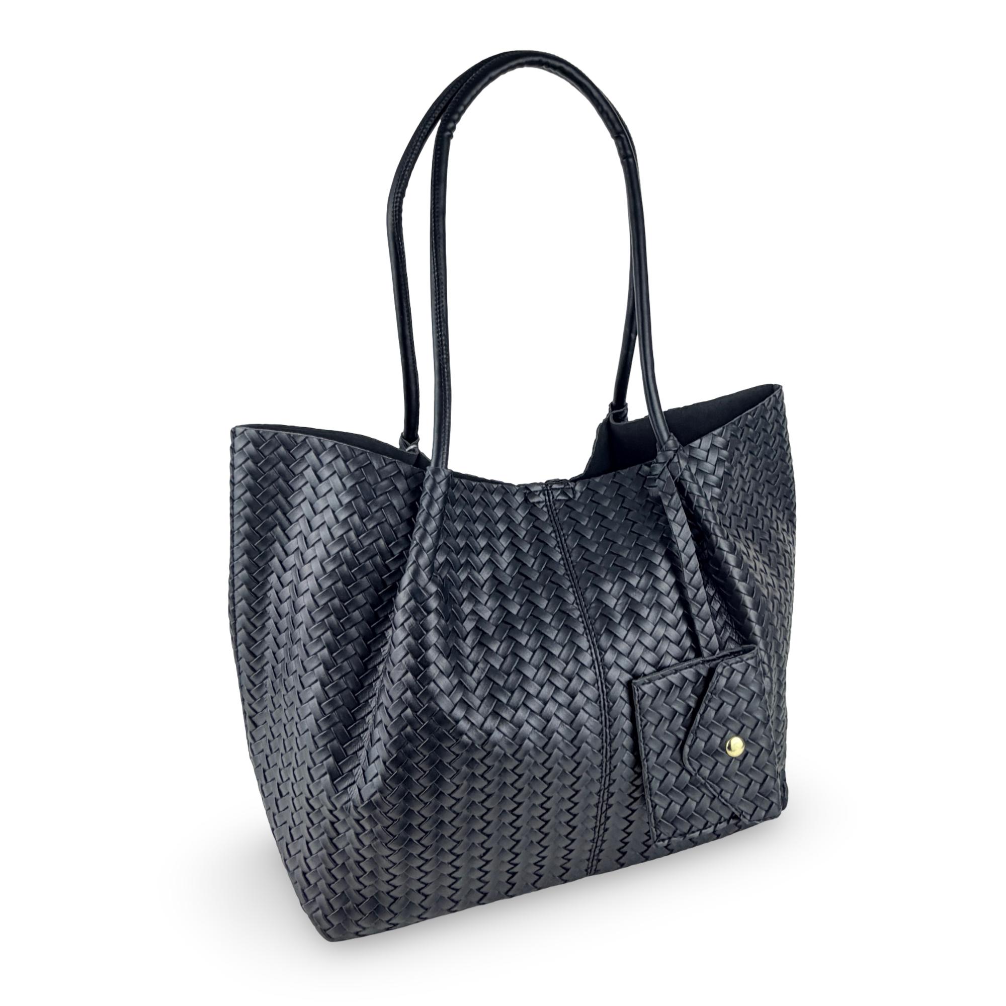 Multi Color Faux Leather Shopping Handbag