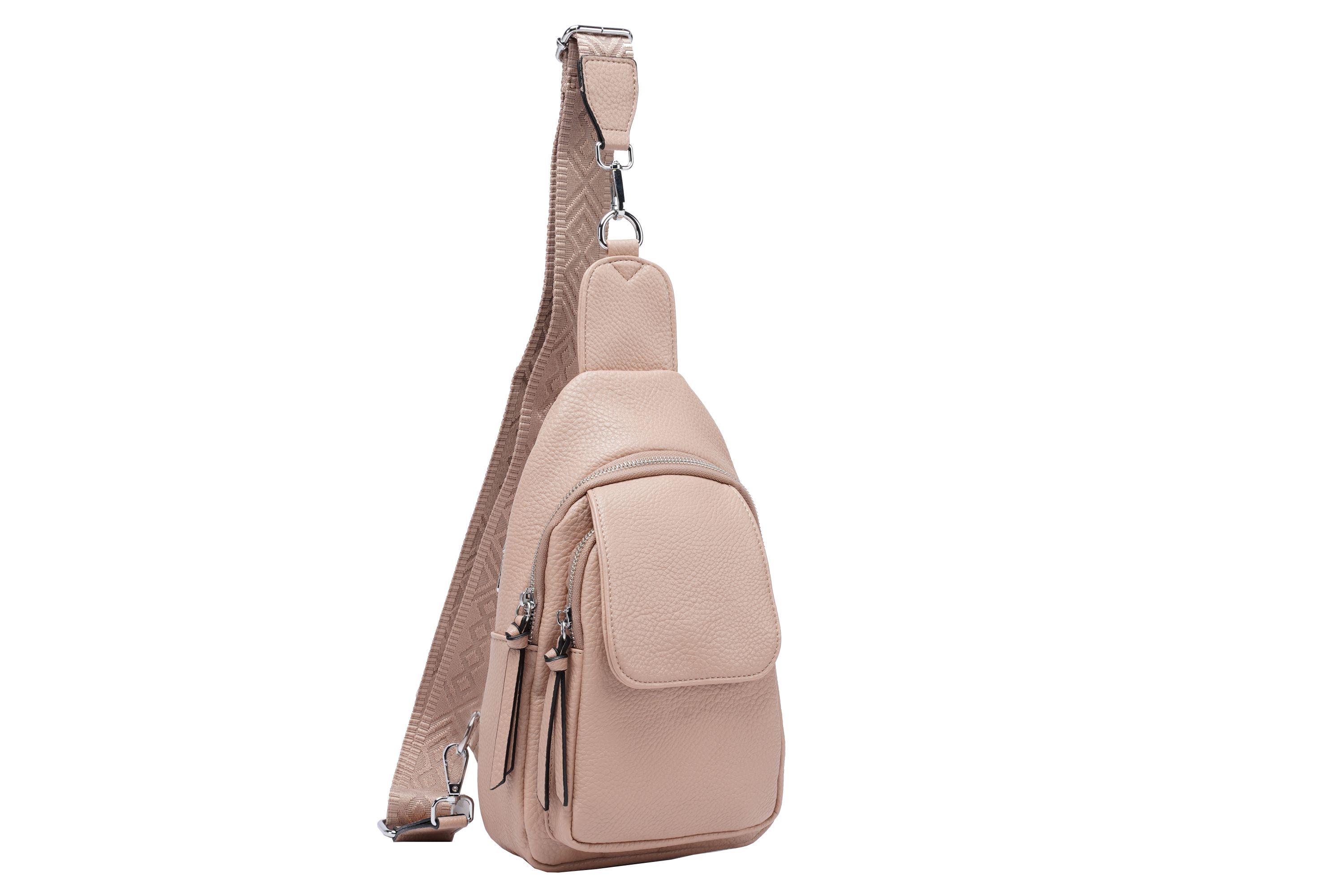 Multi colored faux leather travel crossbody chest bag