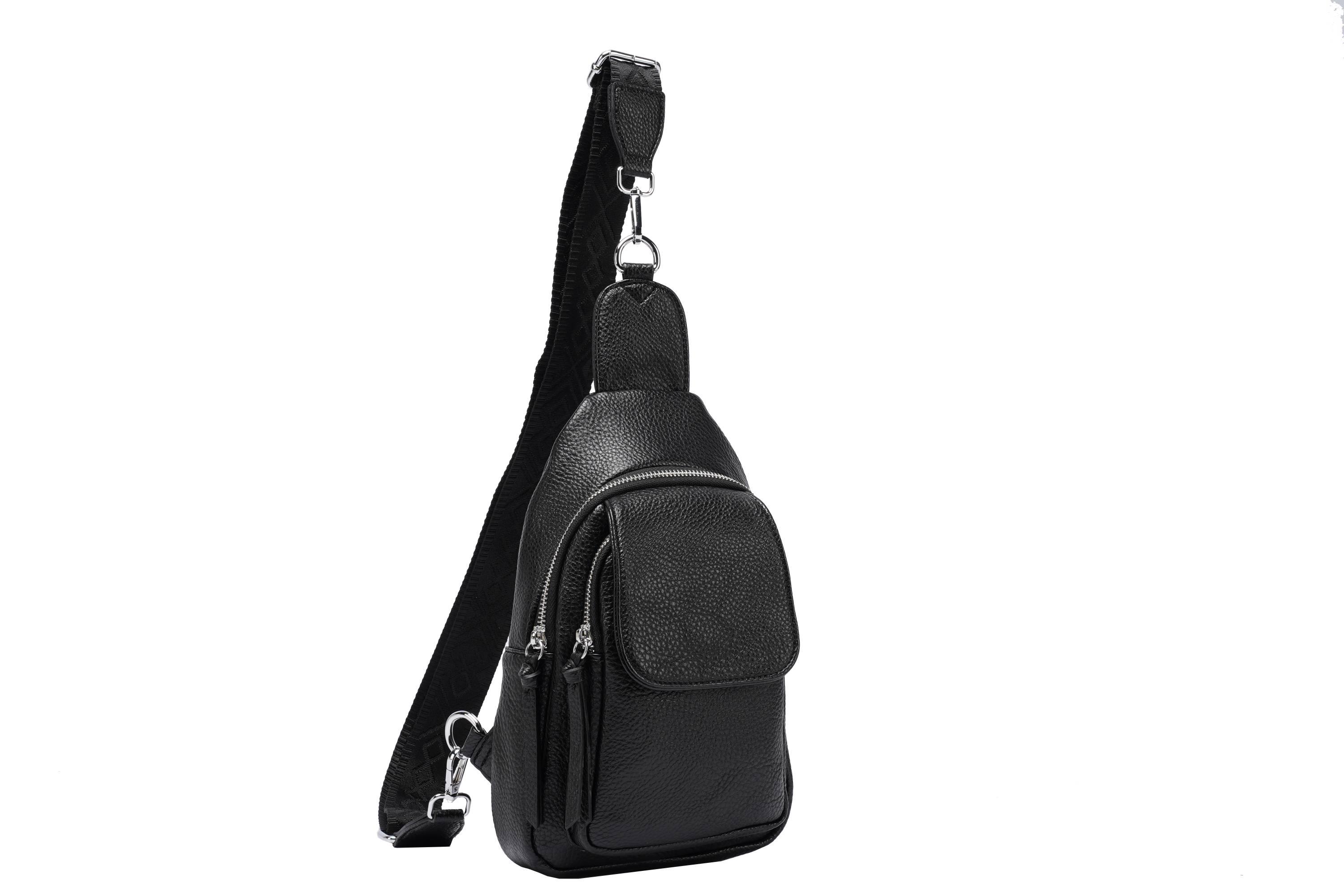 Multi colored faux leather travel crossbody chest bag